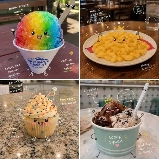 可爱风涂鸦美食变身