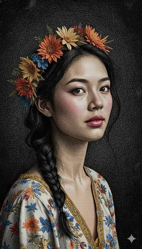 精细雕刻风格肖像插画