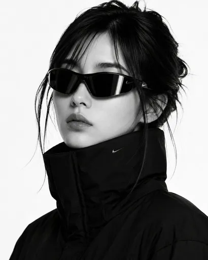 高级时尚黑白羽绒服人像