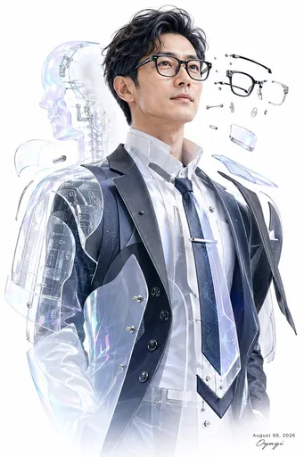 未来主义赛博商务人士肖像