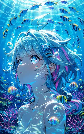 水下动漫人鱼肖像