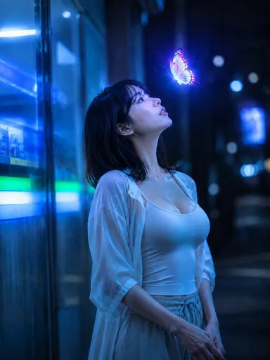 空灵发光蝴蝶之夜
