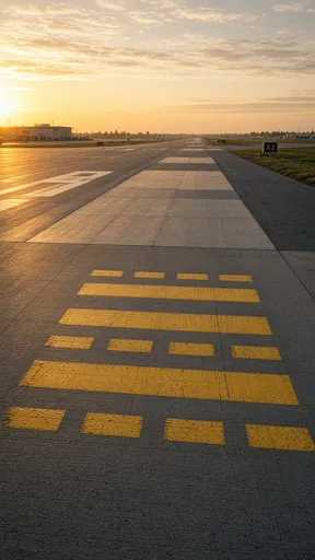 黄金时刻空旷的机场跑道