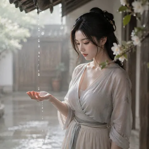 唐代庭院雨景