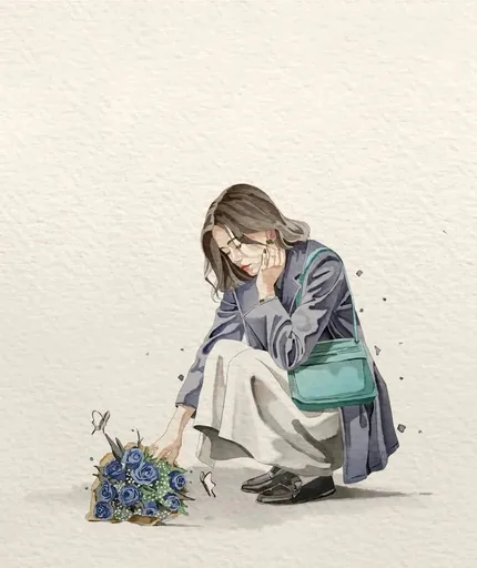 极简水彩风格时尚女性插画