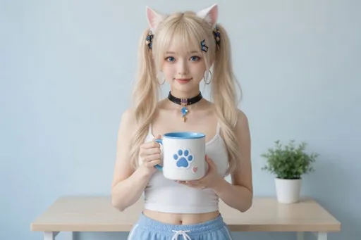 EDIT-01 杯子改绿

⑤ 编辑：局部改色
底图：2.5D 轻写实喵喵酱 + 猫爪杯（3:2）
考