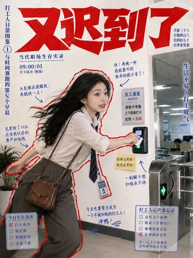 “打工人”迟到生存指南海报