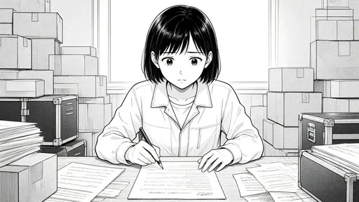 漫画风格女性在仓库办公室书写