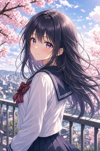 樱花树下的动漫少女