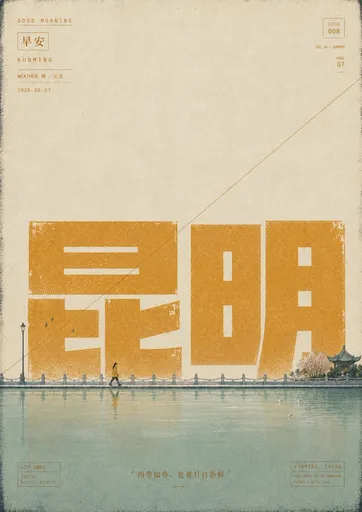 复古昆明晨间海报