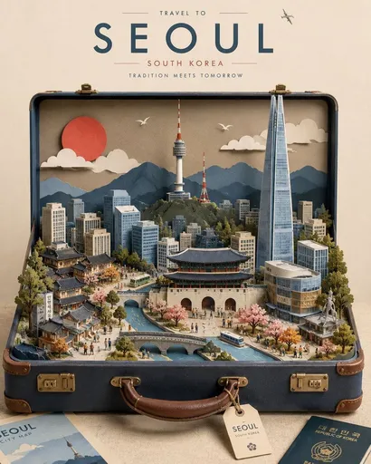微缩行李箱旅行海报