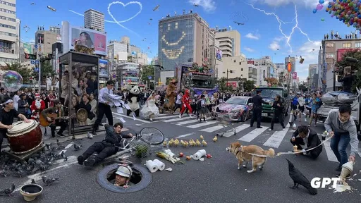 混乱的涩谷十字路口