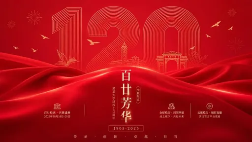 中国红风格大学校庆海报