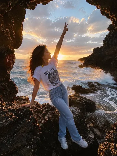 海边洞穴电影感人像