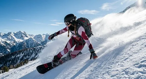 单板滑雪者山地动作镜头