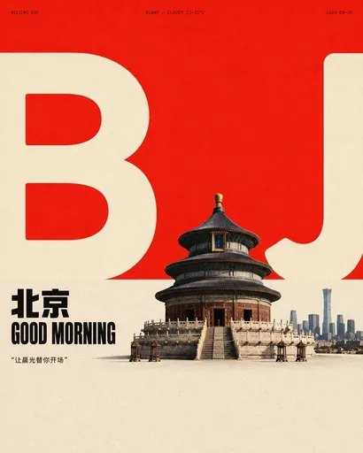 极简都市晨间海报