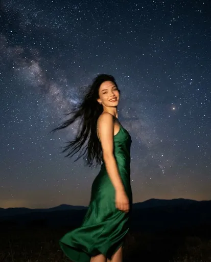 星夜动态模糊肖像