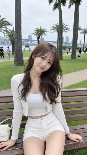 宁静公园里的亚洲女性肖像