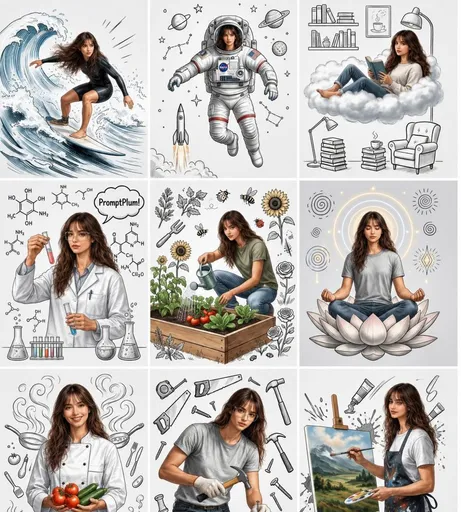 保持角色一致性的九宫格插画拼贴