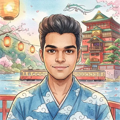 《千与千寻》风格水彩肖像