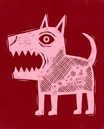 原始模板风格狗插画