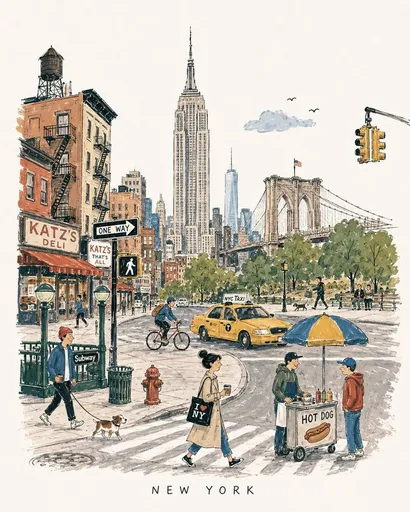 中世纪风格旅行绘本插画