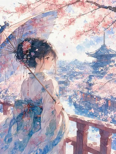 水彩樱花动漫场景