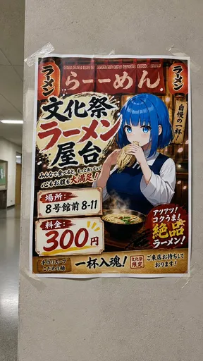 胶带粘贴的动漫拉面祭海报