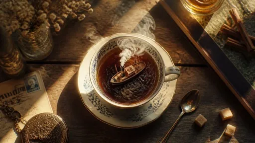 茶杯中的微缩蒸汽船微距摄影