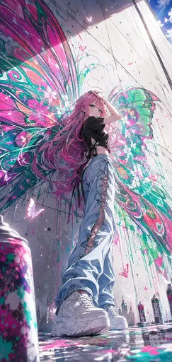 动漫涂鸦蝴蝶少女