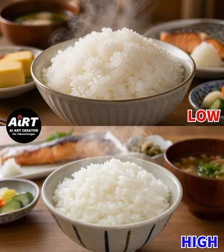 低质量与高质量米饭对比