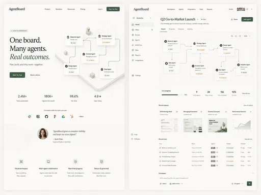 AgentBoard SaaS 落地页与仪表盘 UI