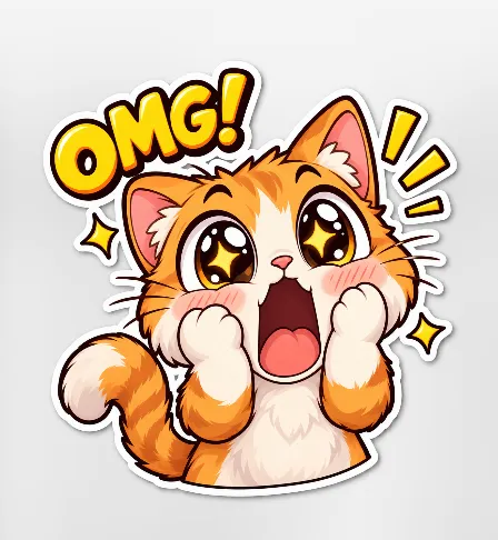 兴奋的可爱小猫 OMG 贴纸