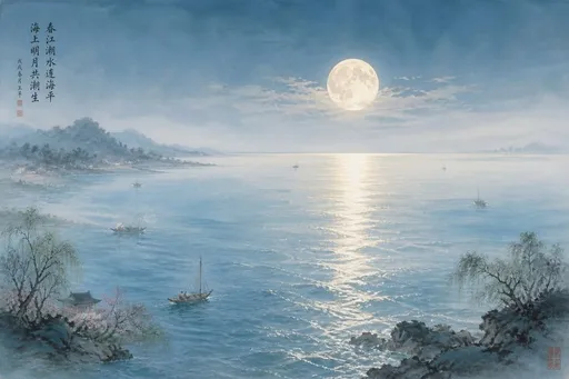 月下中国海景