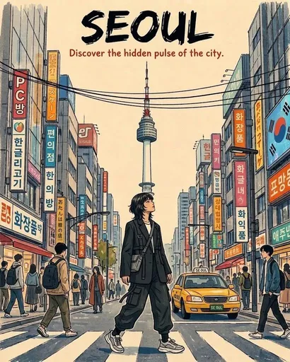 首尔与东京复古旅行海报