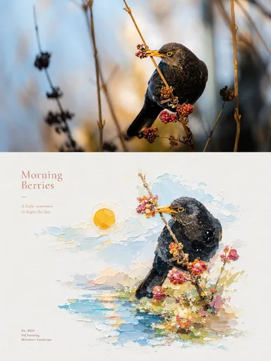 厚涂油画微景观海报