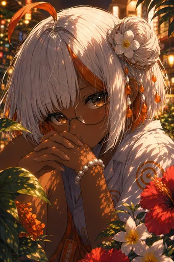 朱红夏日花园肖像