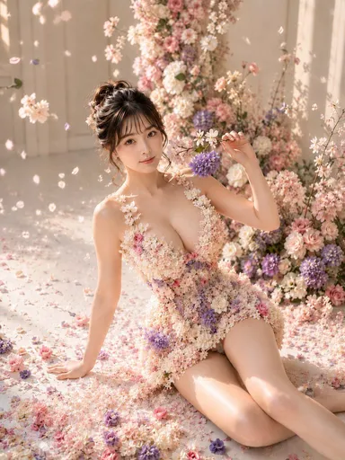 花瓣长裙肖像