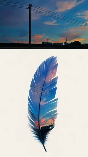 暮色天空羽毛海报