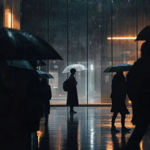 电影感雨中城市街头摄影