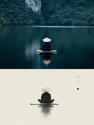 禅湖冥想双联画
