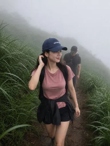 迷雾山间徒步肖像