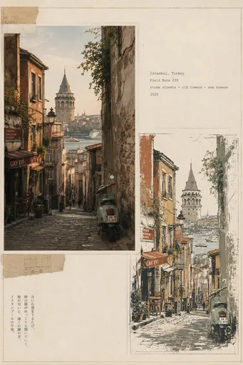 复古旅行日志编辑拼贴画