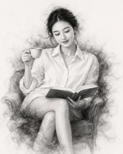 黑白炭笔素描肖像