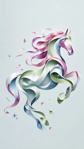 优雅抽象丝带插画提示词