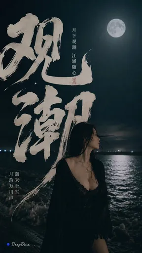 月下潮汐海报