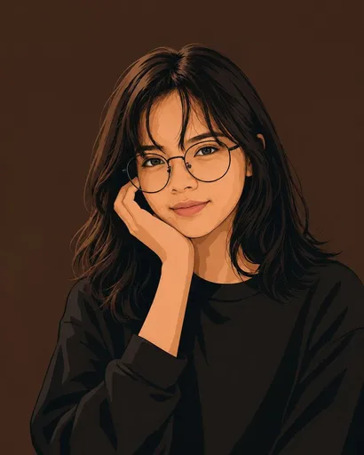 年轻女性简洁矢量肖像
