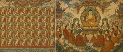 佛教壁画构图双联画