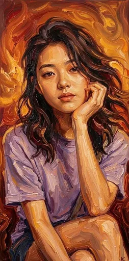 Impasto Oil Painting Soulful Portrait